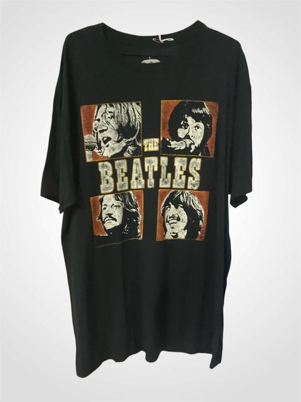 The Beatles Black Short Sleeve Band Tee with Rust Graphic Tee